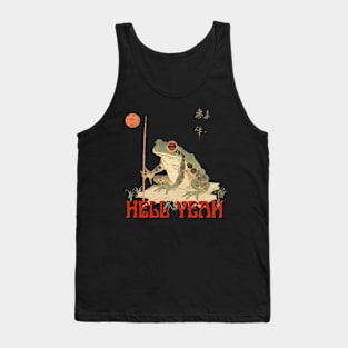 Hell Yeah Frog Badass Warrior Funny Meme Cute Ukiyoe Japanese Art Style Tank Top